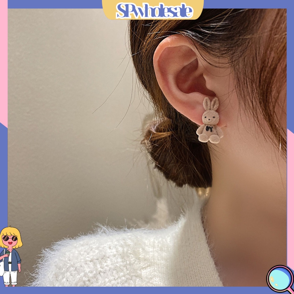 {SPwholesale} 1 Đôi Bông Tai Hình Thỏ Gấu Thời Trang Dành Cho Nữ