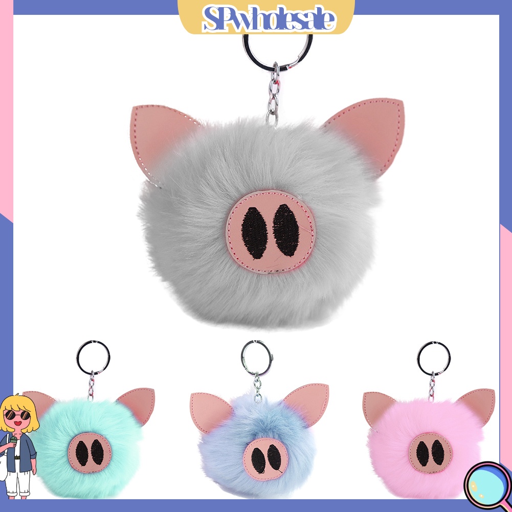 SPwholesale| Móc Khóa Bông Xù Thêu Hình Chú Heo Đáng Yêu Dành Cho Nữ