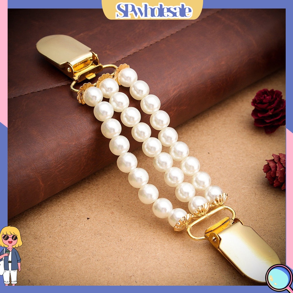 {SPwholesale} Kẹp Áo Khoác Cardigan Sweater Không Nút 3 Lớp Đính Ngọc Trai Nhân Tạo Thời Trang