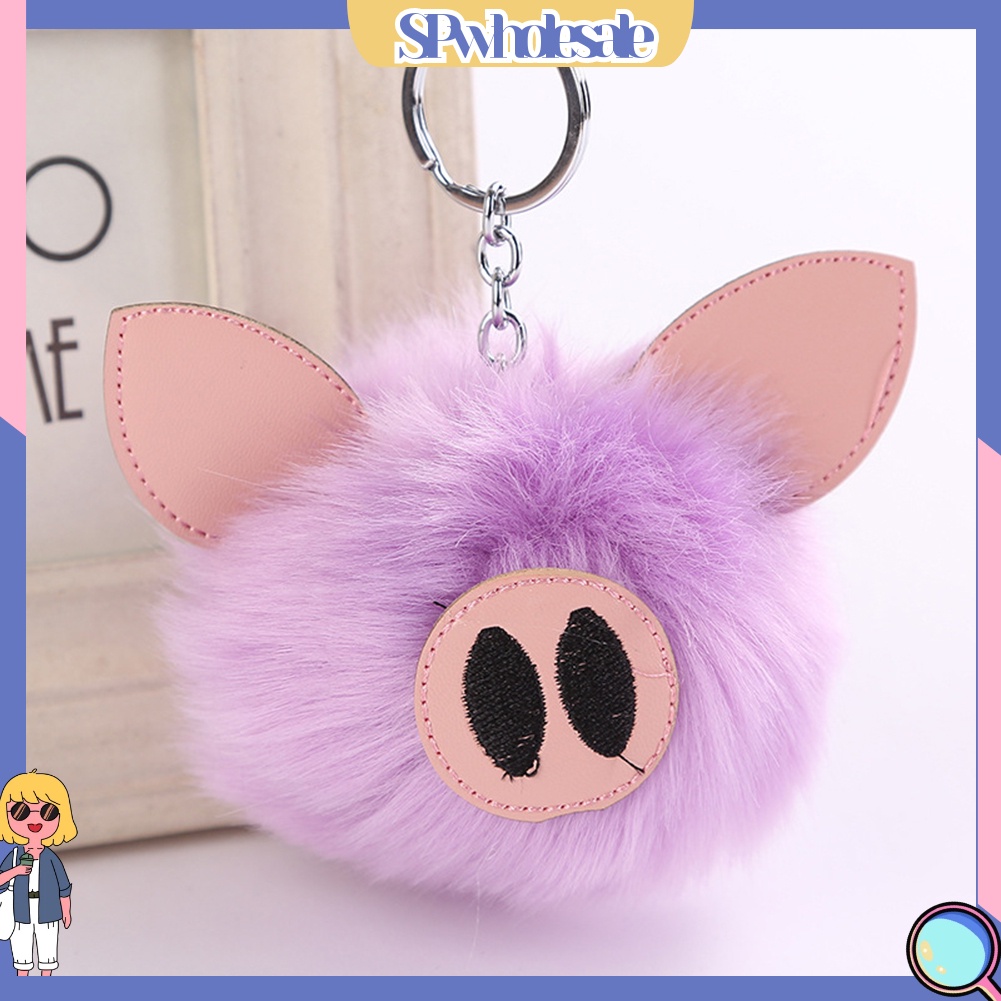 SPwholesale| Móc Khóa Bông Xù Thêu Hình Chú Heo Đáng Yêu Dành Cho Nữ