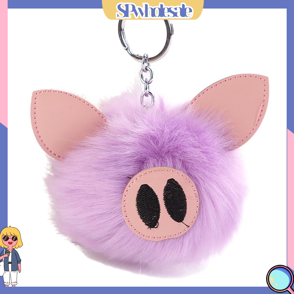 SPwholesale| Móc Khóa Bông Xù Thêu Hình Chú Heo Đáng Yêu Dành Cho Nữ