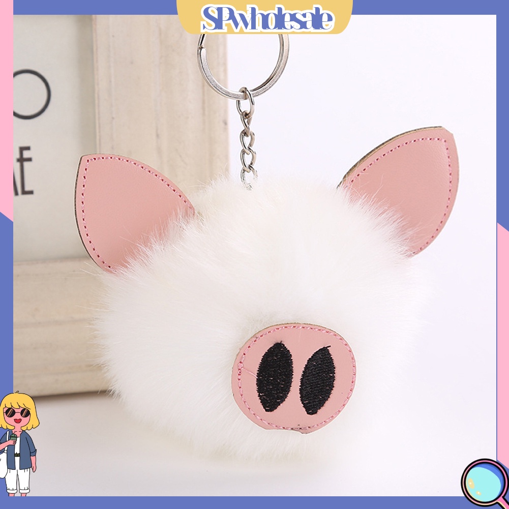 SPwholesale| Móc Khóa Bông Xù Thêu Hình Chú Heo Đáng Yêu Dành Cho Nữ