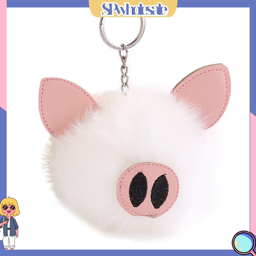 SPwholesale| Móc Khóa Bông Xù Thêu Hình Chú Heo Đáng Yêu Dành Cho Nữ