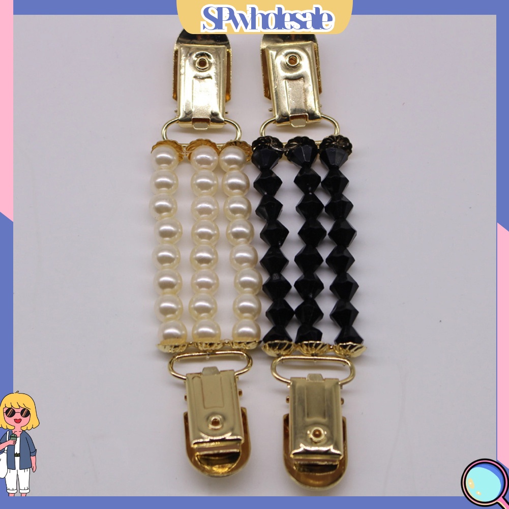 {SPwholesale} Kẹp Áo Khoác Cardigan Sweater Không Nút 3 Lớp Đính Ngọc Trai Nhân Tạo Thời Trang