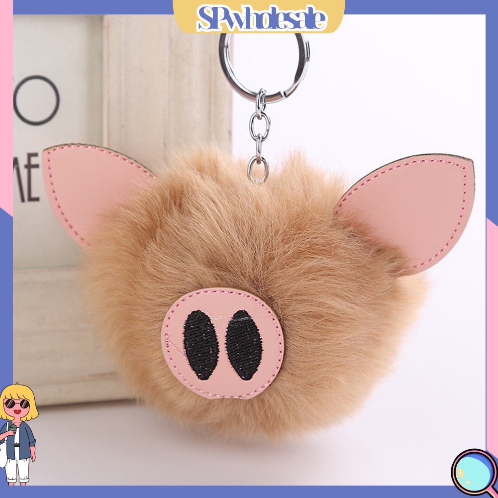 SPwholesale| Móc Khóa Bông Xù Thêu Hình Chú Heo Đáng Yêu Dành Cho Nữ