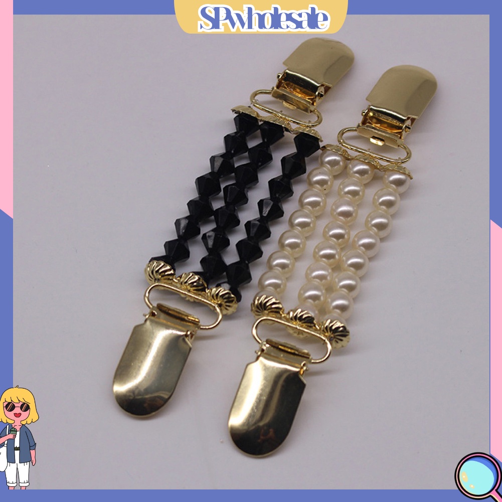 {SPwholesale} Kẹp Áo Khoác Cardigan Sweater Không Nút 3 Lớp Đính Ngọc Trai Nhân Tạo Thời Trang