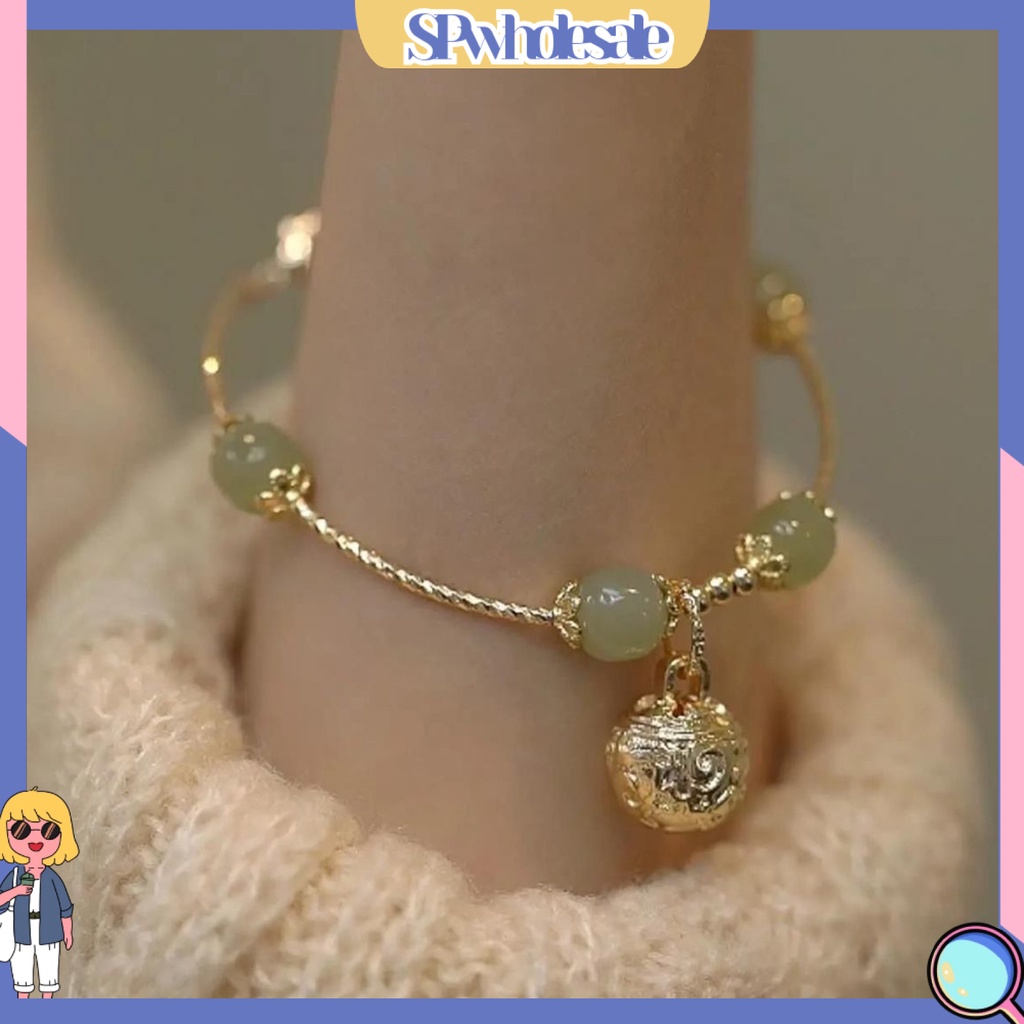 {SPwholesale} Vòng Tay Đính Đá Ngọc Bích Giả Phong Cách Trung Hoa Thời Trang Cho Nữ