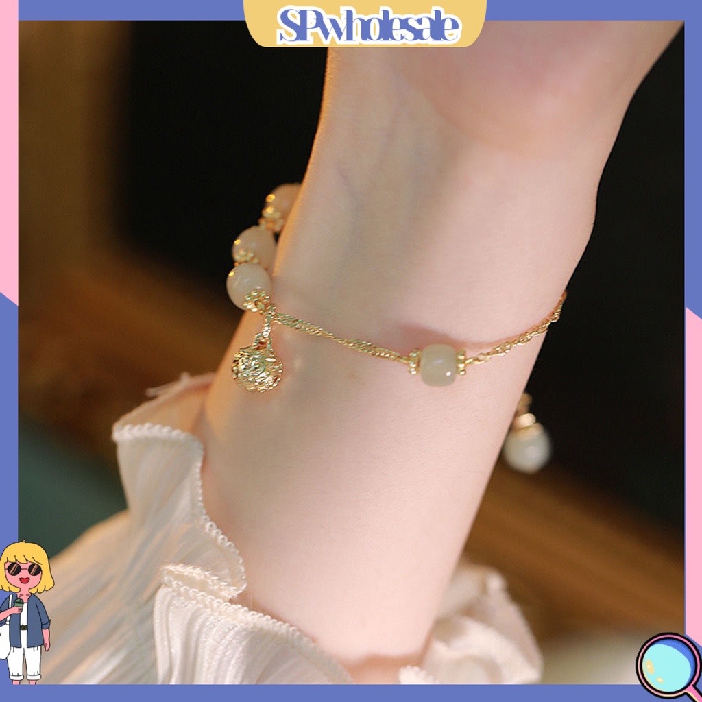 {SPwholesale} Vòng Tay Đính Đá Ngọc Bích Giả Phong Cách Trung Hoa Thời Trang Cho Nữ