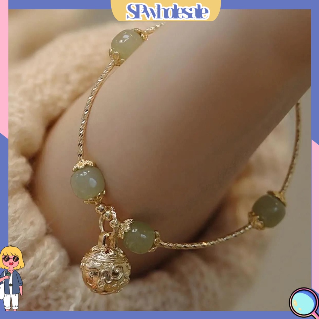 {SPwholesale} Vòng Tay Đính Đá Ngọc Bích Giả Phong Cách Trung Hoa Thời Trang Cho Nữ