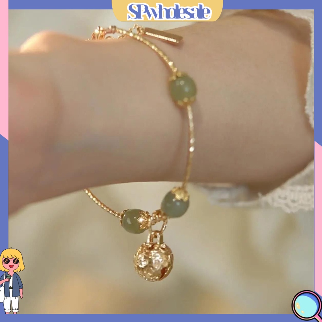 {SPwholesale} Vòng Tay Đính Đá Ngọc Bích Giả Phong Cách Trung Hoa Thời Trang Cho Nữ