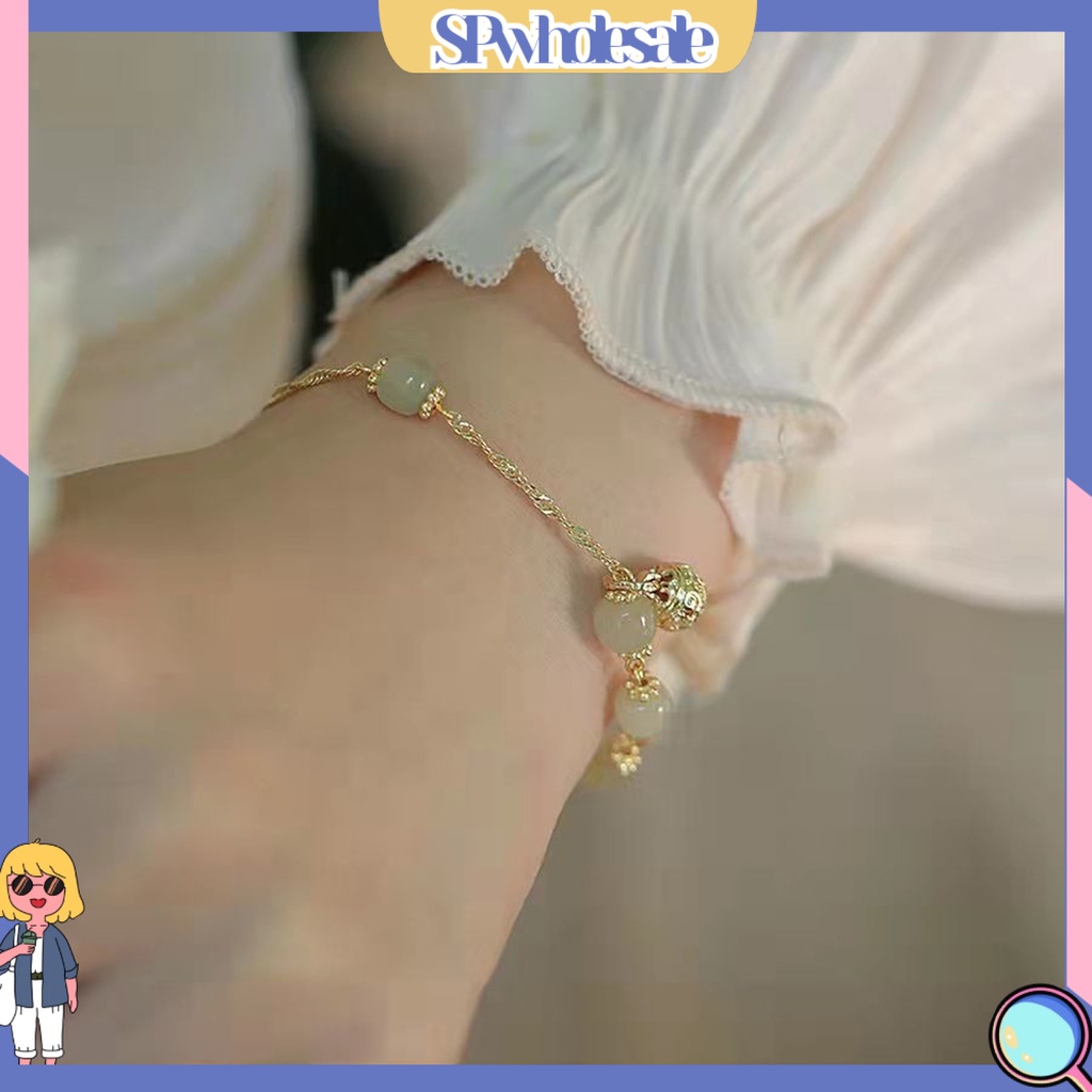 {SPwholesale} Vòng Tay Đính Đá Ngọc Bích Giả Phong Cách Trung Hoa Thời Trang Cho Nữ