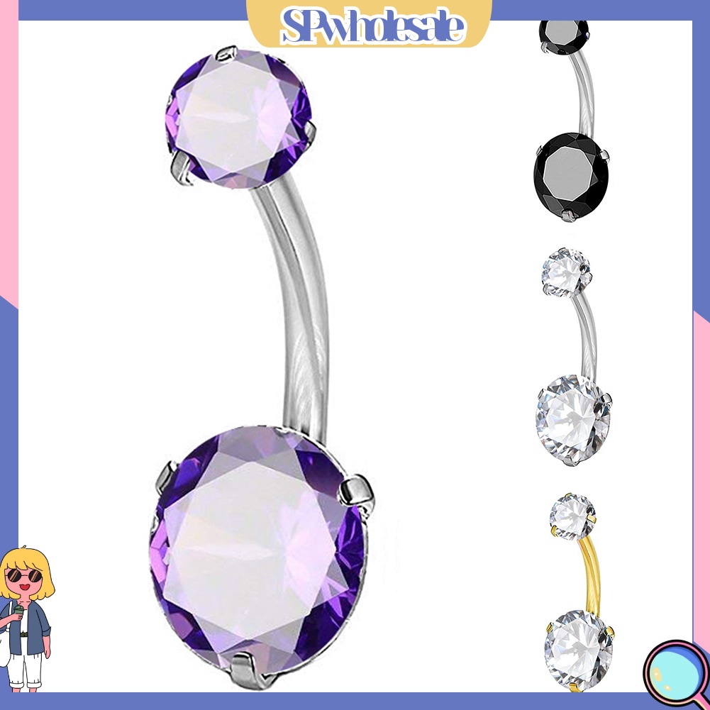 {SPwholesale} Khuyên Rốn Dạng Thanh Tạ Đính Đá Zircon Hình Tròn Cho Nữ