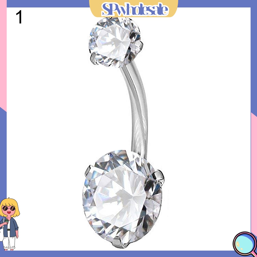 {SPwholesale} Khuyên Rốn Dạng Thanh Tạ Đính Đá Zircon Hình Tròn Cho Nữ