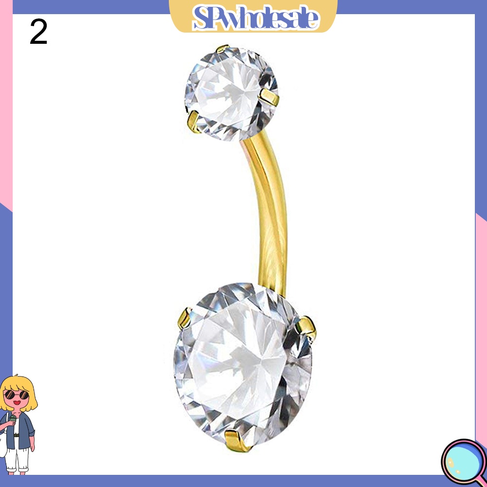 {SPwholesale} Khuyên Rốn Dạng Thanh Tạ Đính Đá Zircon Hình Tròn Cho Nữ