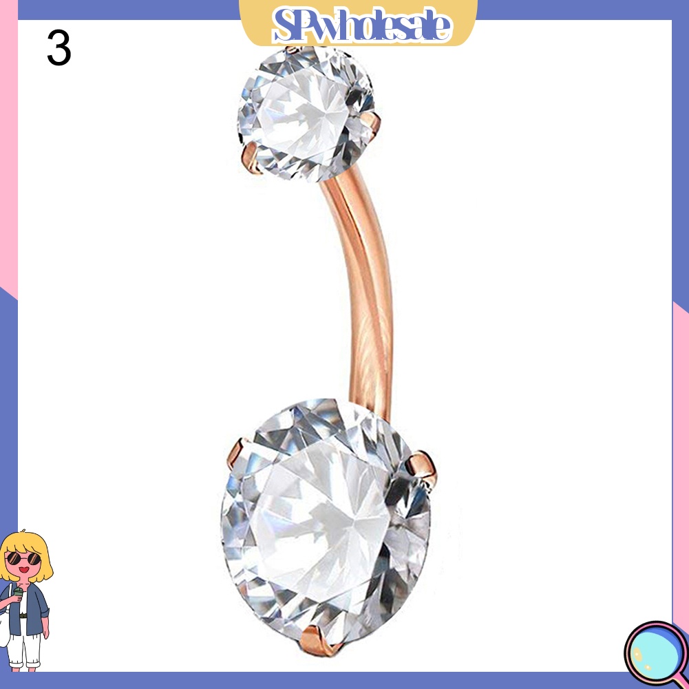 {SPwholesale} Khuyên Rốn Dạng Thanh Tạ Đính Đá Zircon Hình Tròn Cho Nữ