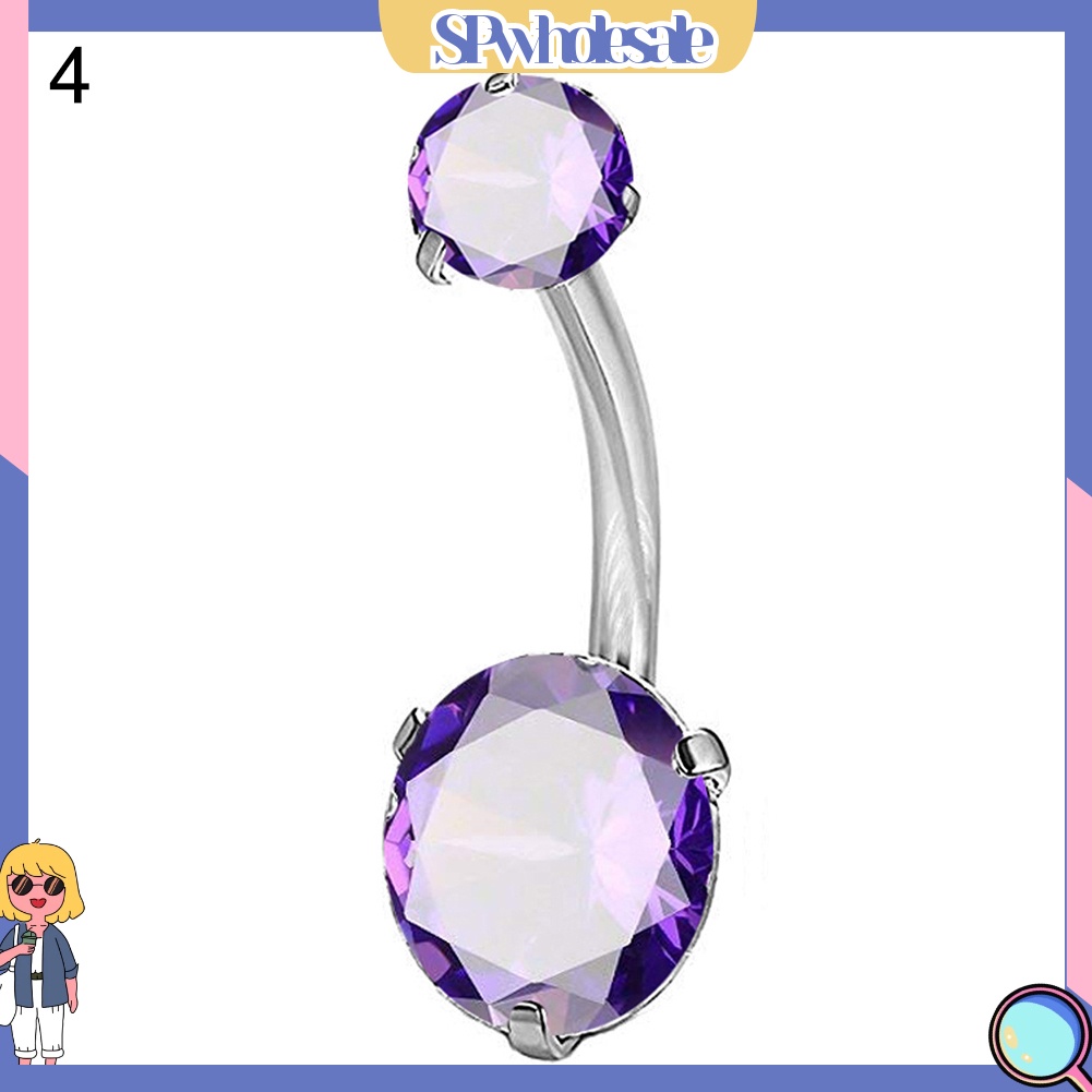 {SPwholesale} Khuyên Rốn Dạng Thanh Tạ Đính Đá Zircon Hình Tròn Cho Nữ