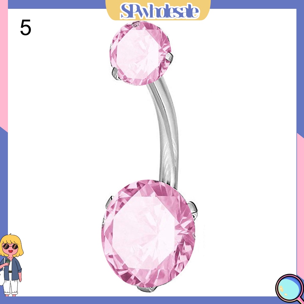 {SPwholesale} Khuyên Rốn Dạng Thanh Tạ Đính Đá Zircon Hình Tròn Cho Nữ