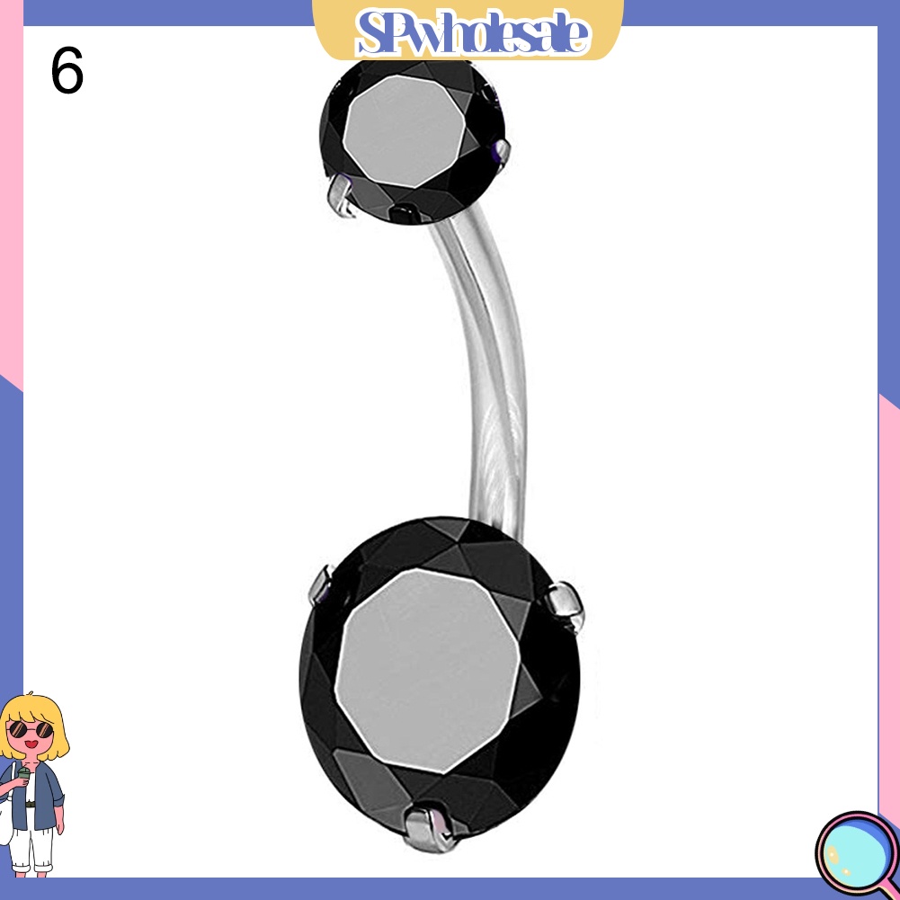 {SPwholesale} Khuyên Rốn Dạng Thanh Tạ Đính Đá Zircon Hình Tròn Cho Nữ