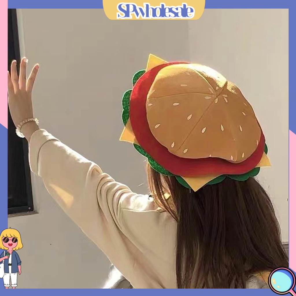 SPwholesale| Mũ thiết kế hình hamburger thời trang độc đáo dành cho người lớn