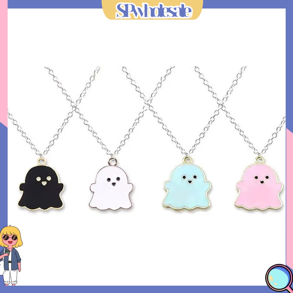 SPwholesale| Vòng cổ Mạ Điện Mặt Hình Con Ma Hoạt Hình Dễ Thương Phù Hợp Với Mọi Dịp Halloween Dành Cho Nam Và Nữ