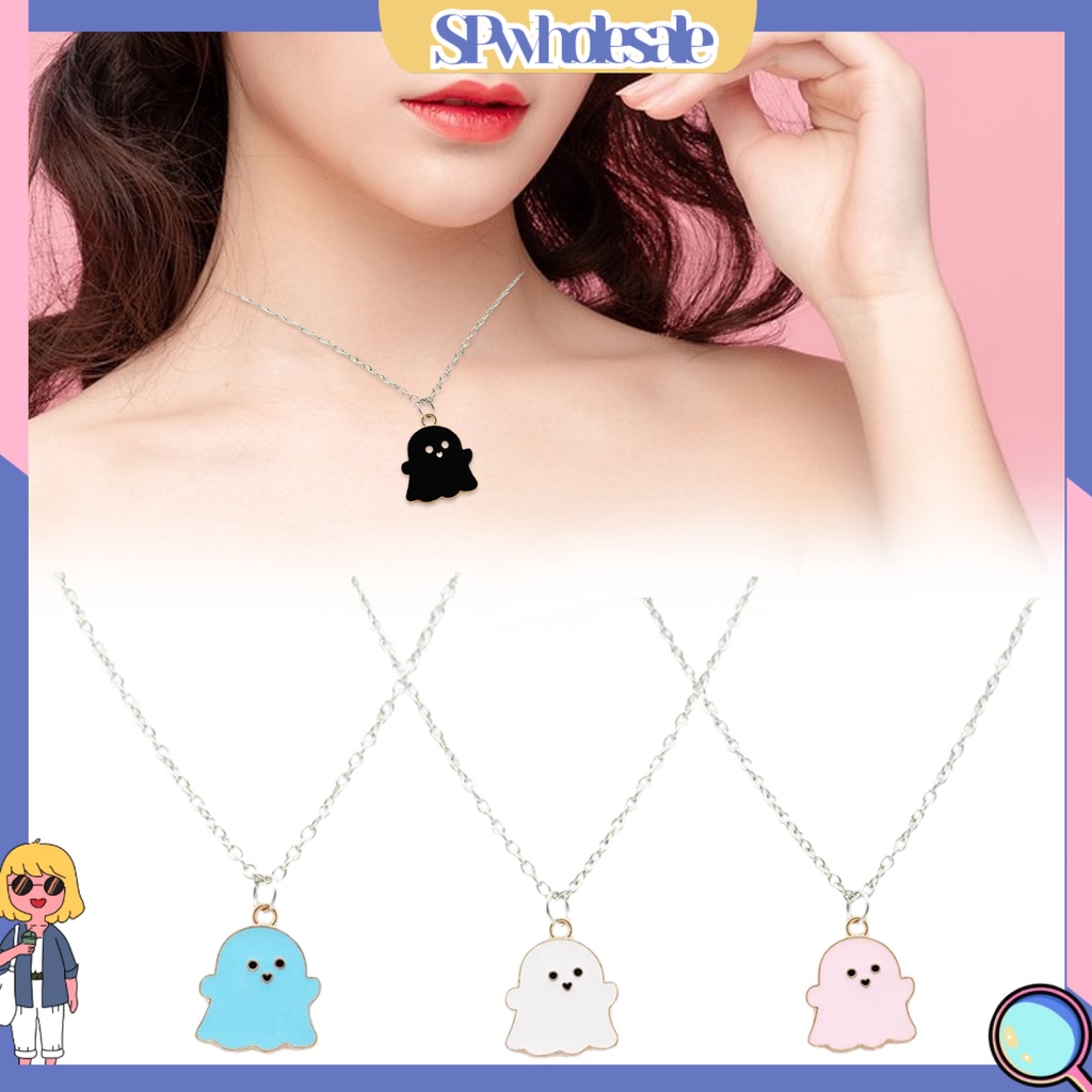 SPwholesale| Vòng cổ Mạ Điện Mặt Hình Con Ma Hoạt Hình Dễ Thương Phù Hợp Với Mọi Dịp Halloween Dành Cho Nam Và Nữ