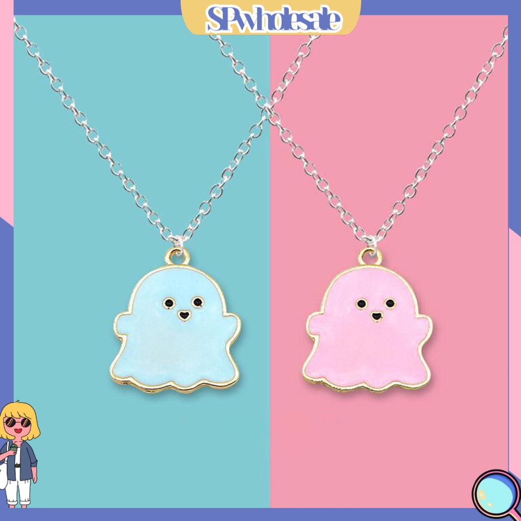 SPwholesale| Vòng cổ Mạ Điện Mặt Hình Con Ma Hoạt Hình Dễ Thương Phù Hợp Với Mọi Dịp Halloween Dành Cho Nam Và Nữ