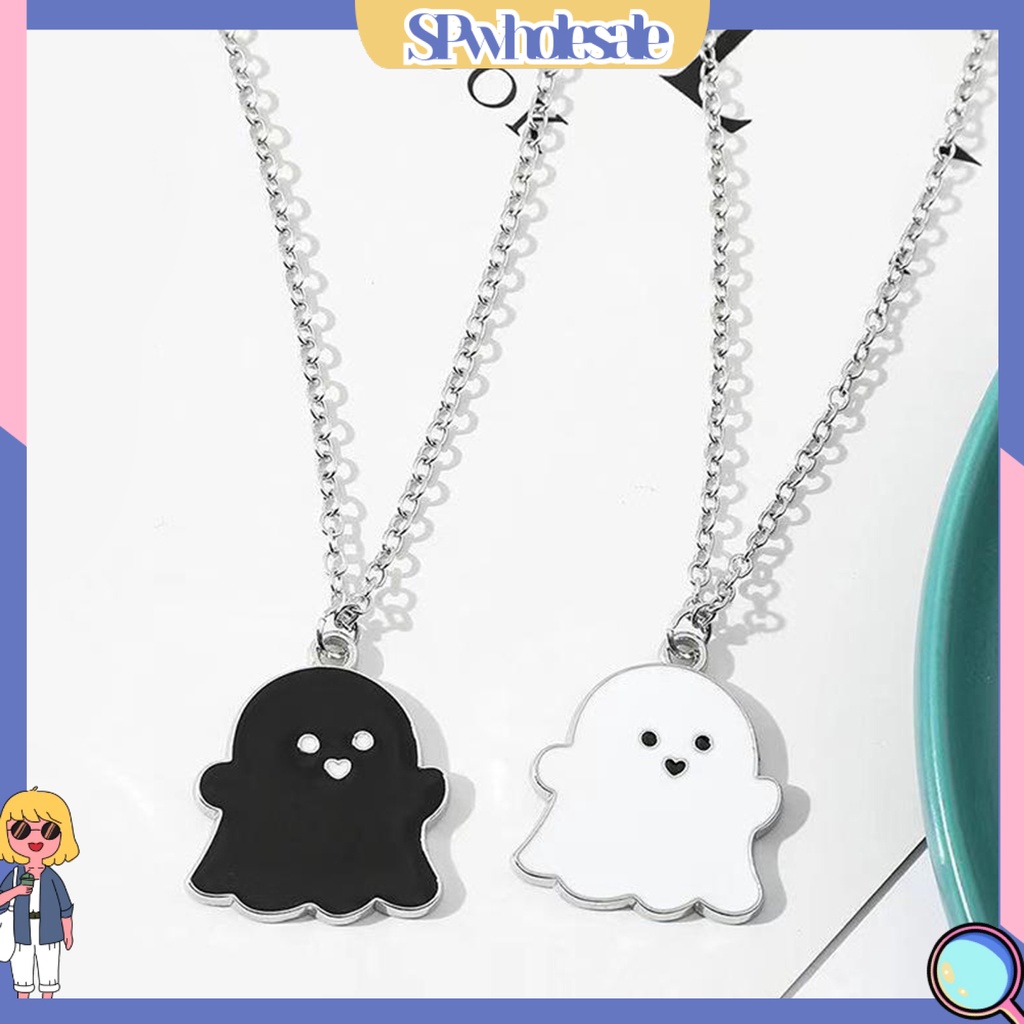SPwholesale| Vòng cổ Mạ Điện Mặt Hình Con Ma Hoạt Hình Dễ Thương Phù Hợp Với Mọi Dịp Halloween Dành Cho Nam Và Nữ