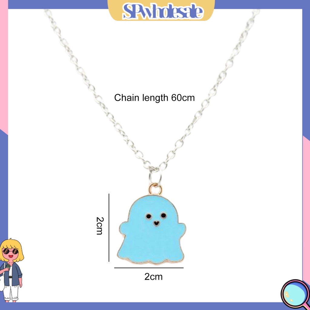 SPwholesale| Vòng cổ Mạ Điện Mặt Hình Con Ma Hoạt Hình Dễ Thương Phù Hợp Với Mọi Dịp Halloween Dành Cho Nam Và Nữ