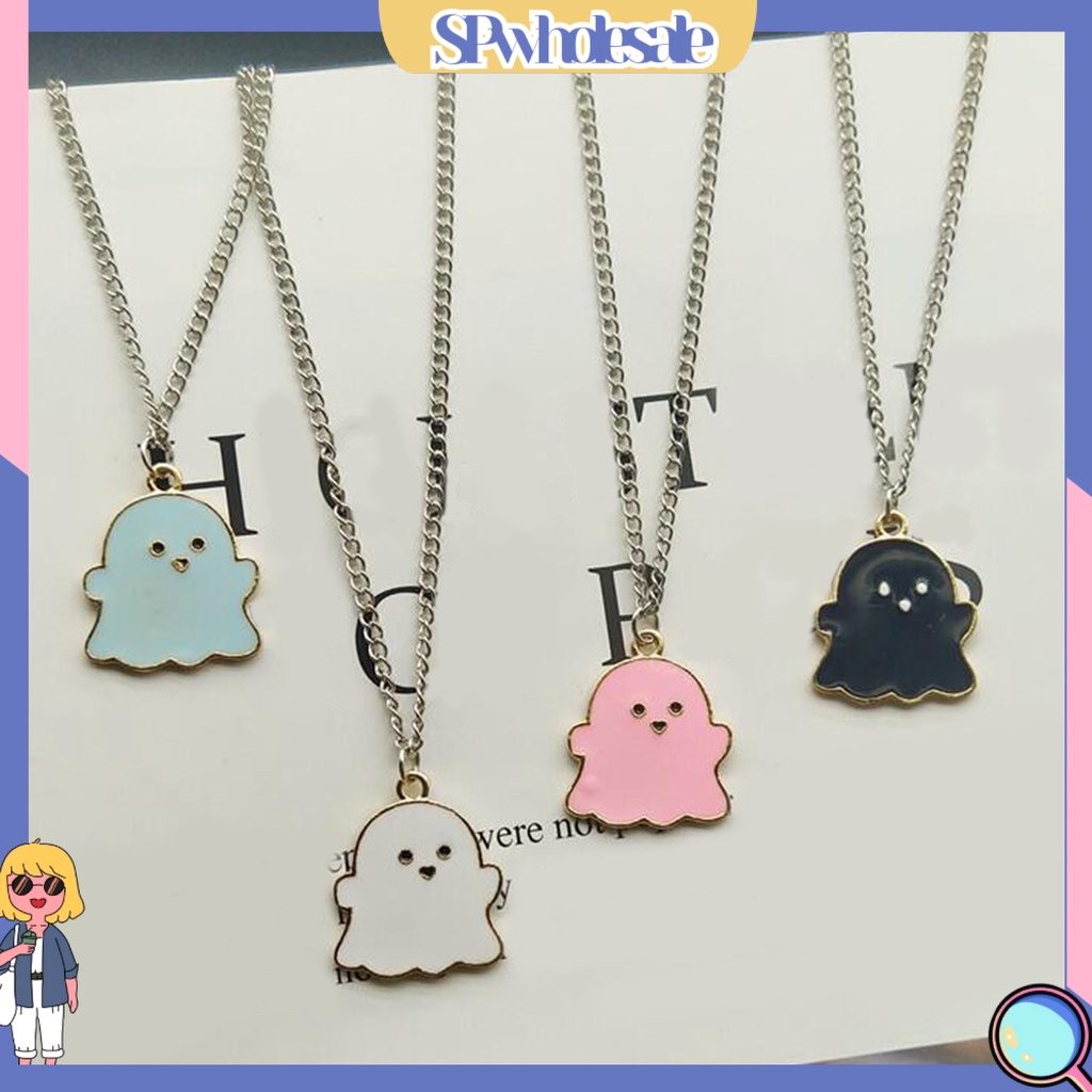 SPwholesale| Vòng cổ Mạ Điện Mặt Hình Con Ma Hoạt Hình Dễ Thương Phù Hợp Với Mọi Dịp Halloween Dành Cho Nam Và Nữ
