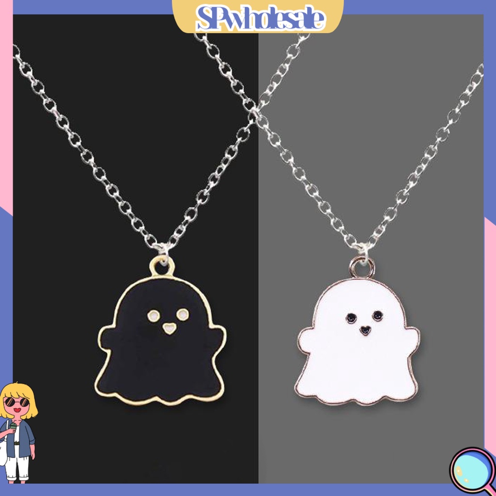 SPwholesale| Vòng cổ Mạ Điện Mặt Hình Con Ma Hoạt Hình Dễ Thương Phù Hợp Với Mọi Dịp Halloween Dành Cho Nam Và Nữ