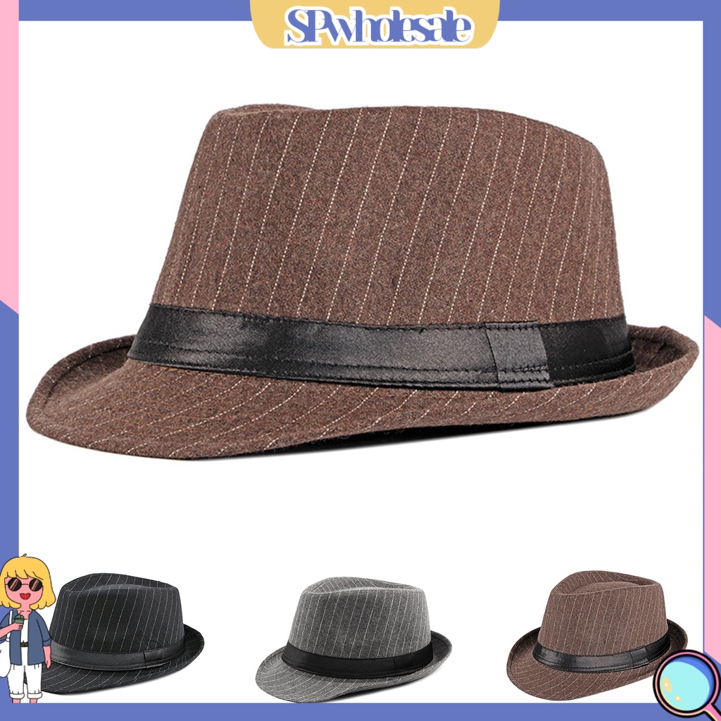 {SPwholesale} Mũ Fedora họa tiết kẻ sọc chống mòn hàng ngày một size