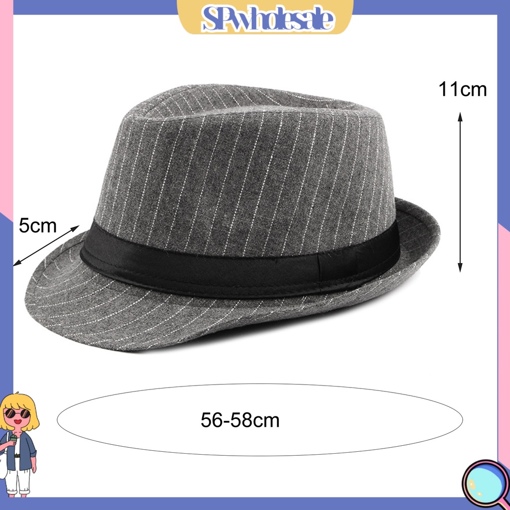 {SPwholesale} Mũ Fedora họa tiết kẻ sọc chống mòn hàng ngày một size