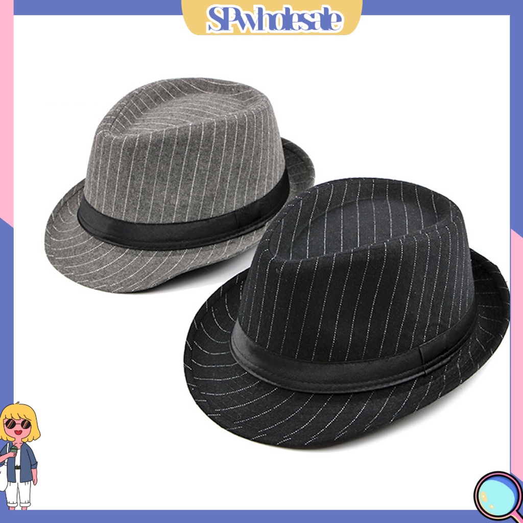 {SPwholesale} Mũ Fedora họa tiết kẻ sọc chống mòn hàng ngày một size