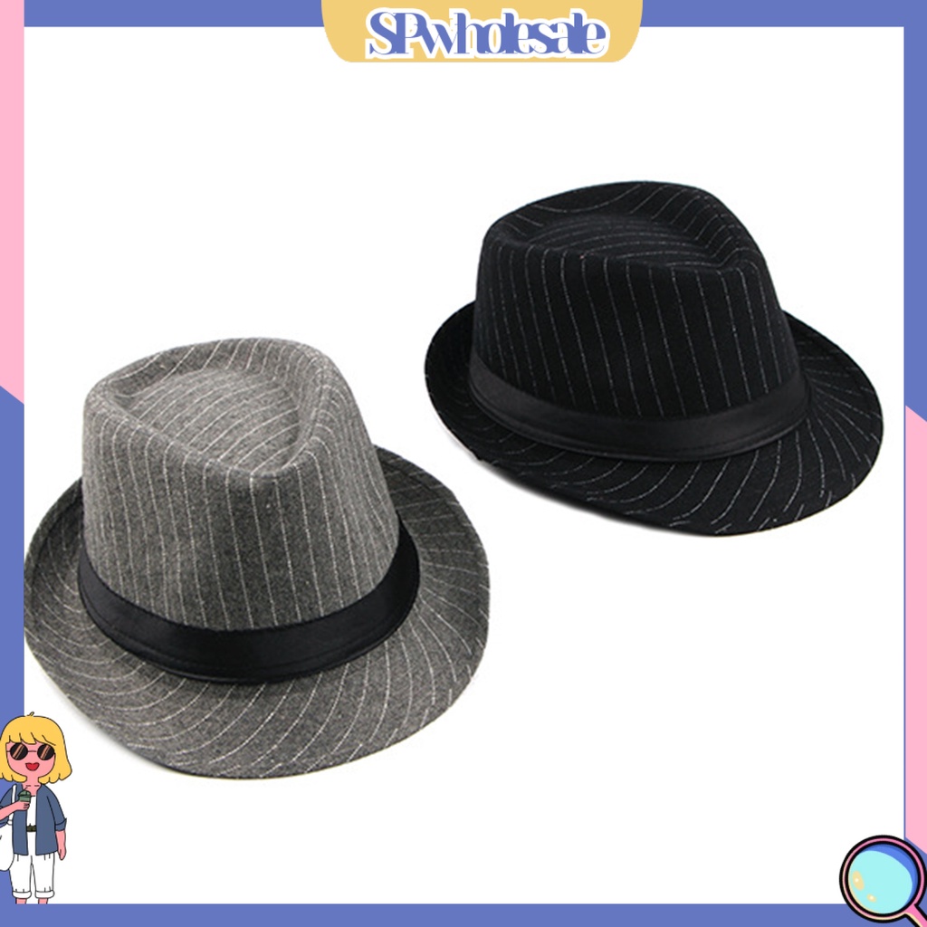 {SPwholesale} Mũ Fedora họa tiết kẻ sọc chống mòn hàng ngày một size
