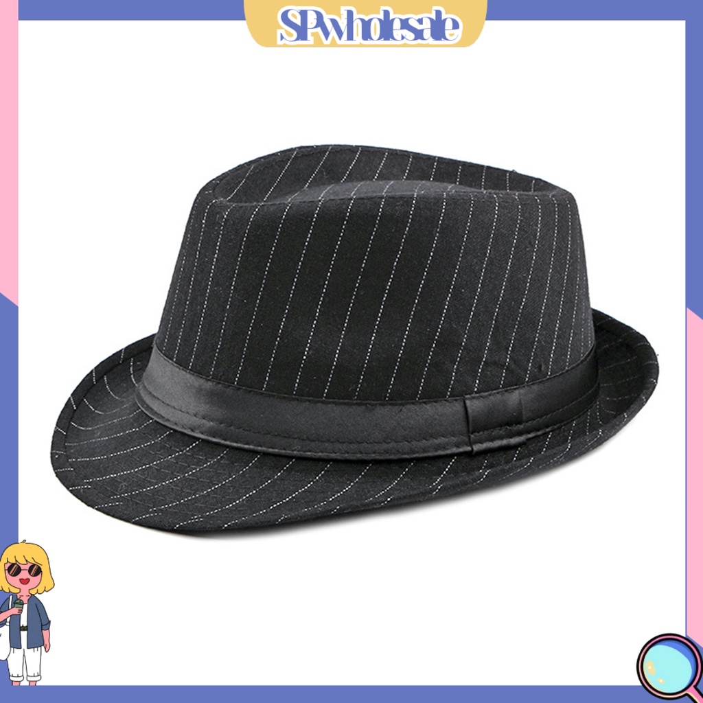 {SPwholesale} Mũ Fedora họa tiết kẻ sọc chống mòn hàng ngày một size