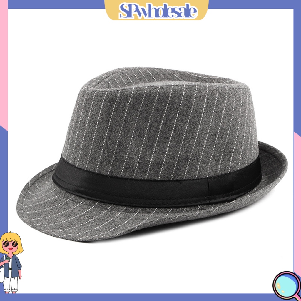 {SPwholesale} Mũ Fedora họa tiết kẻ sọc chống mòn hàng ngày một size