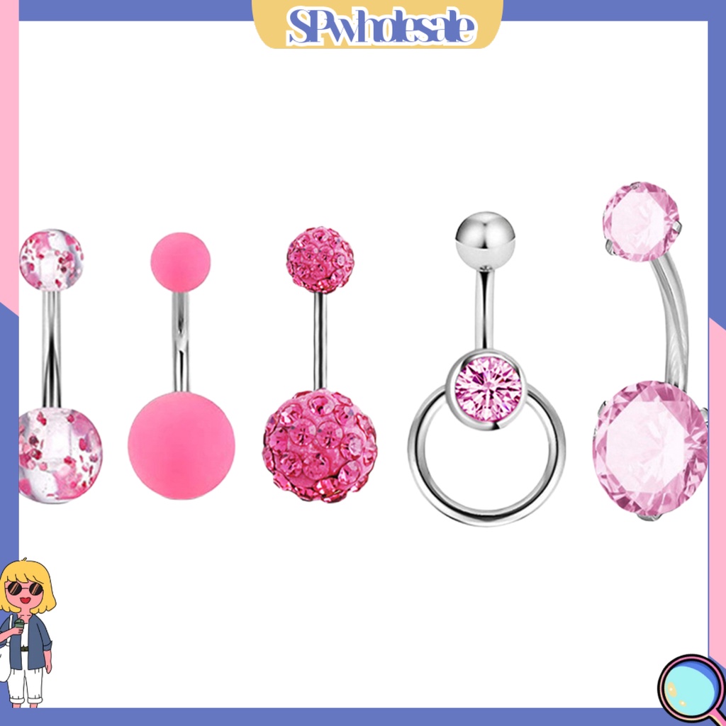 [SPwholesale] 5 Khuyên rốn đính đá zircon thời trang dành cho nữ