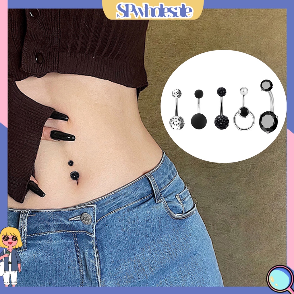 [SPwholesale] 5 Khuyên rốn đính đá zircon thời trang dành cho nữ
