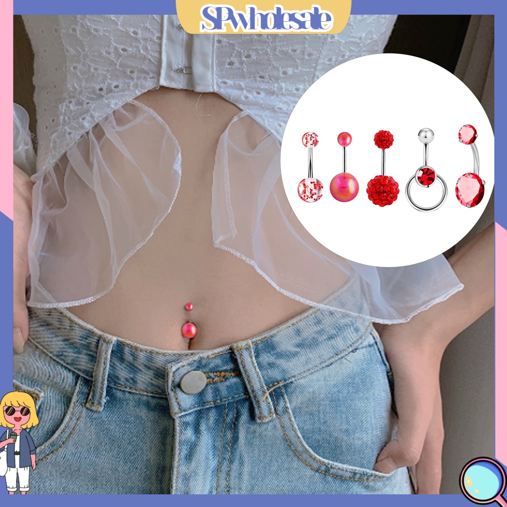 [SPwholesale] 5 Khuyên rốn đính đá zircon thời trang dành cho nữ