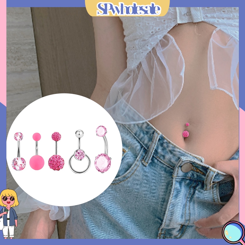 [SPwholesale] 5 Khuyên rốn đính đá zircon thời trang dành cho nữ