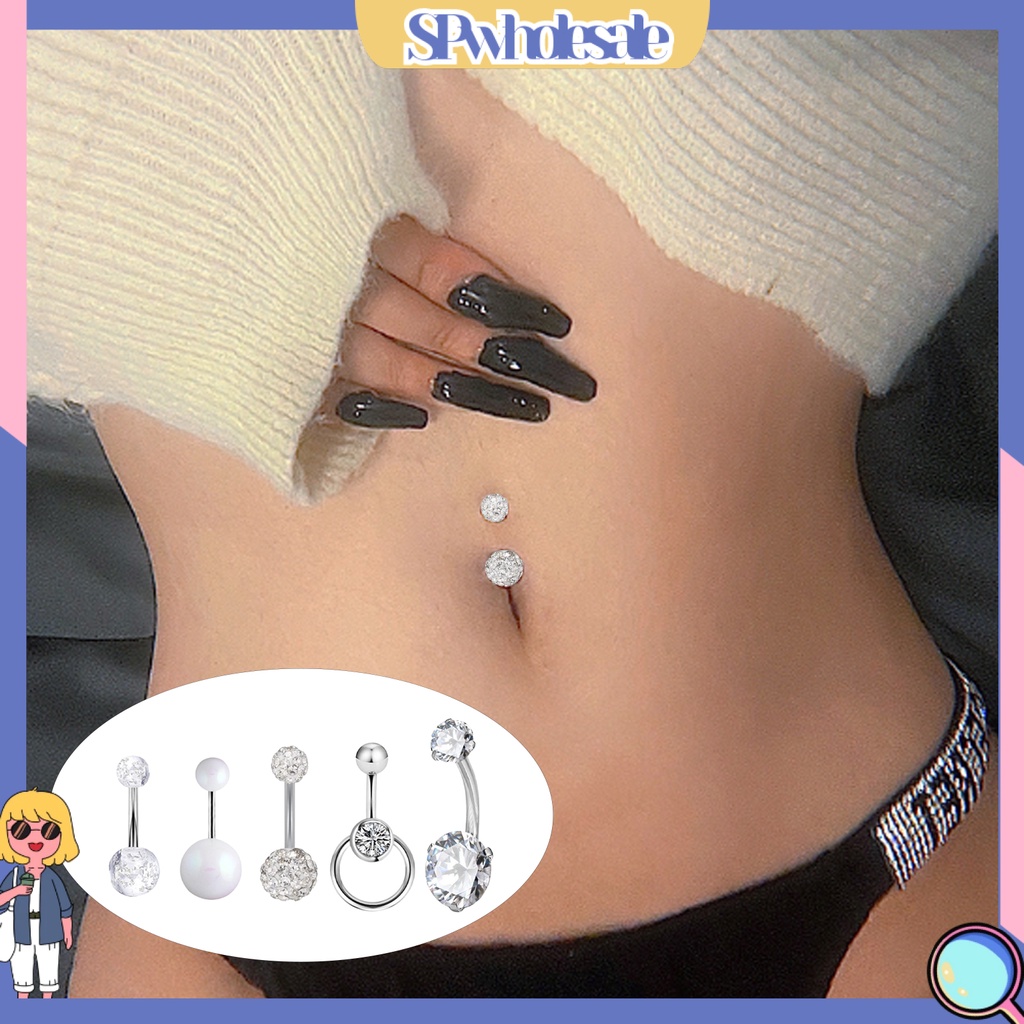 [SPwholesale] 5 Khuyên rốn đính đá zircon thời trang dành cho nữ