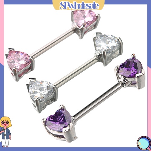 {SPwholesale} Khuyên xỏ ngực thiết kế mặt trái tim thép không gỉ cá tính dành cho nữ