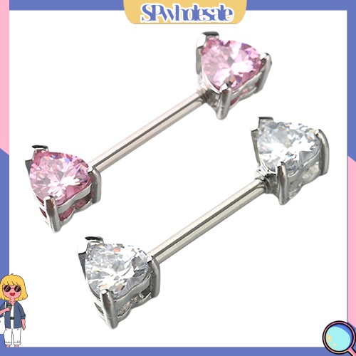 {SPwholesale} Khuyên xỏ ngực thiết kế mặt trái tim thép không gỉ cá tính dành cho nữ