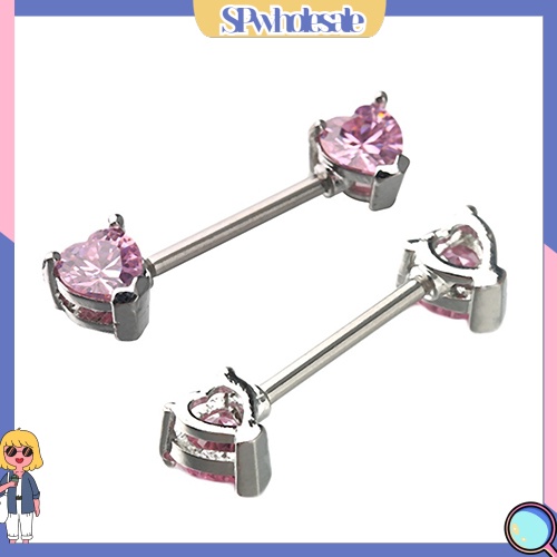 {SPwholesale} Khuyên xỏ ngực thiết kế mặt trái tim thép không gỉ cá tính dành cho nữ