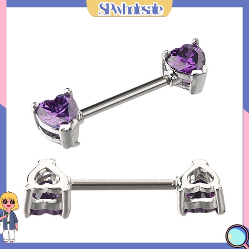 {SPwholesale} Khuyên xỏ ngực thiết kế mặt trái tim thép không gỉ cá tính dành cho nữ