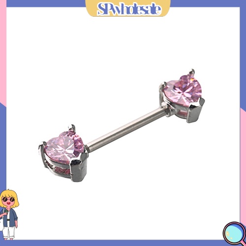 {SPwholesale} Khuyên xỏ ngực thiết kế mặt trái tim thép không gỉ cá tính dành cho nữ