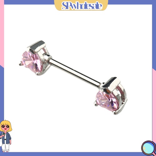 {SPwholesale} Khuyên xỏ ngực thiết kế mặt trái tim thép không gỉ cá tính dành cho nữ