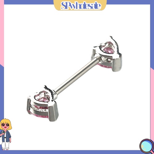 {SPwholesale} Khuyên xỏ ngực thiết kế mặt trái tim thép không gỉ cá tính dành cho nữ