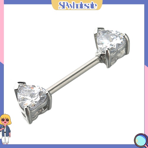 {SPwholesale} Khuyên xỏ ngực thiết kế mặt trái tim thép không gỉ cá tính dành cho nữ