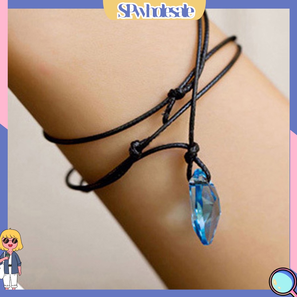 {SPwholesale} Vòng Cổ Dây Thừng Mặt Pha Lê Giả Thời Trang Có Thể Điều Chỉnh Cho Nam Và Nữ